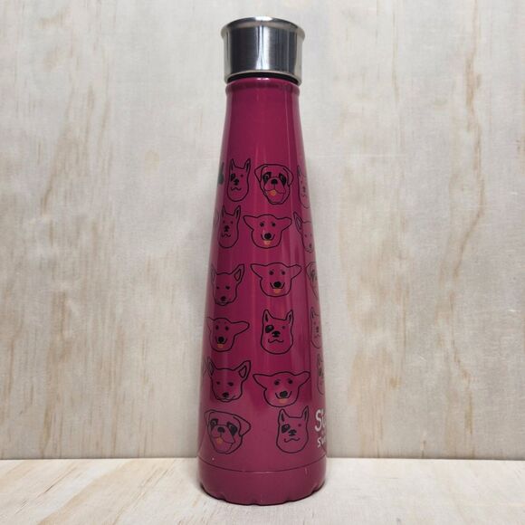 Sip by S'well 15 oz. Insulated Stainless Steel Water Bottle Dark Pink Dogs - Picture 2 of 7